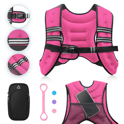 【Summerfinds】Zelus Weighted Vests,6/8/12/16/20/25/30Lb Rucking Vest with Detachable Phone Pouch&Reflective Stripes&Adjustable Straps|Exercise Equipment & Workout Enhancer for Motivational Walking,Strength Training,Running #Tiktokshopdealsforyoudays