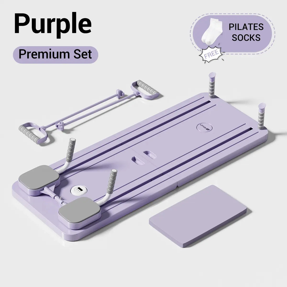 UMAY Multifunctional Foldable Pilates Board with Yoga Socks - 5-in-1 Home Pilates Equipment Set