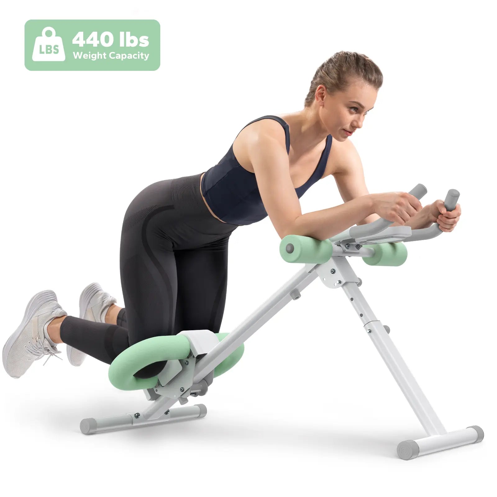 Merach Adjustable Ab Trainer Machine with LCD Monitor and 10 Resistance Levels - Foldable Core and Ab Exercise Equipment for Home Gym Fitness for Women